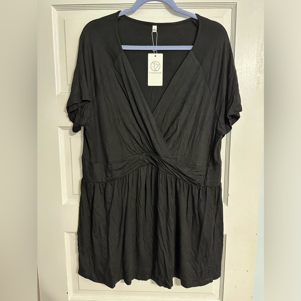 Amazon Black Wrap Blouse - NWT - Size 2XL